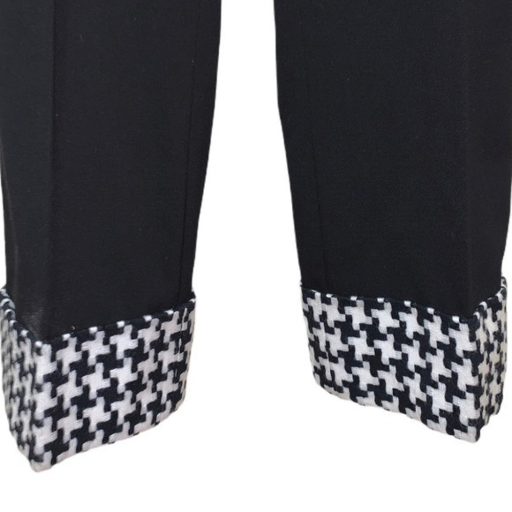 Spiegel black cropped pants black & white houndstooth Cuff 6 NWOT new - Picture 7 of 11